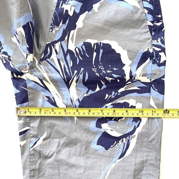 PIAZZA SEMPIONE Jennifer Cotton Bold Floral Print Pants Trousers Blue - Picture 8 of 11